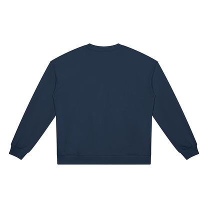 Unisex Heavyweight Crewneck Sweatshirt in navy blue, alternate angle