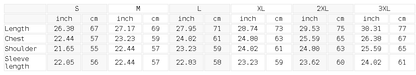 Size chart for the Unisex Heavyweight Crewneck Sweatshirt