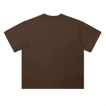 Unisex Heavyweight Drop Shoulder Cotton T-Shirt in coffee, alternate angle