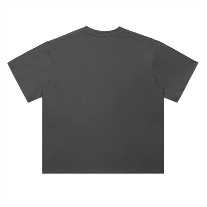 Unisex Heavyweight Drop Shoulder Cotton T-Shirt in dark gray, alternate angle
