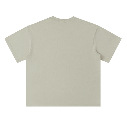 Unisex Heavyweight Drop Shoulder Cotton T-Shirt in gray green, alternate angle