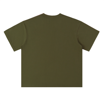 Unisex Heavyweight Drop Shoulder Cotton T-Shirt in jungle green, alternate angle
