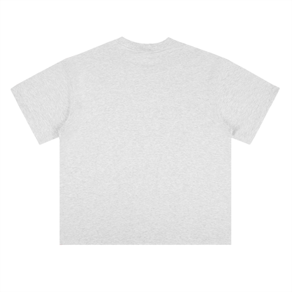 Unisex Heavyweight Drop Shoulder Cotton T-Shirt in light gray, alternate angle