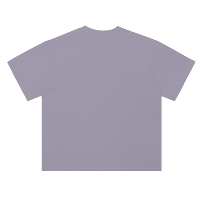 Unisex Heavyweight Drop Shoulder Cotton T-Shirt in light purple, alternate angle