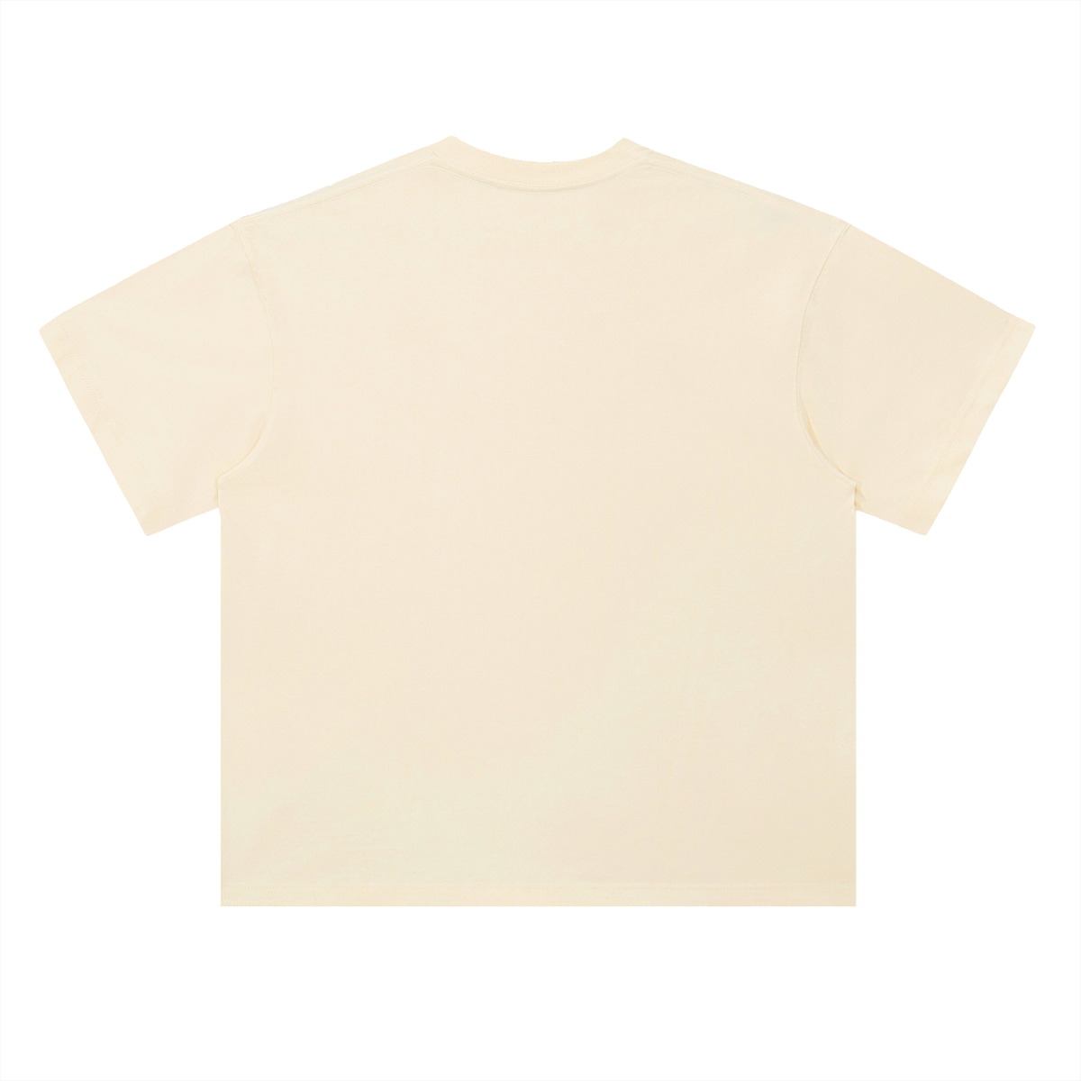 Unisex Heavyweight Drop Shoulder Cotton T-Shirt in milk apricot, alternate angle