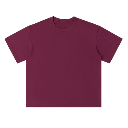 Unisex Heavyweight Drop Shoulder Cotton T-Shirt in wine red