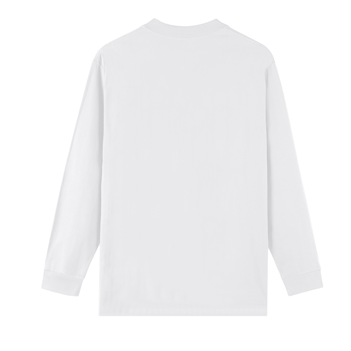 Unisex Heavyweight Drop Shoulder Long Sleeve T-Shirt in basic white, alternate angle