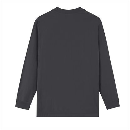 Unisex Heavyweight Drop Shoulder Long Sleeve T-Shirt in black, alternate angle