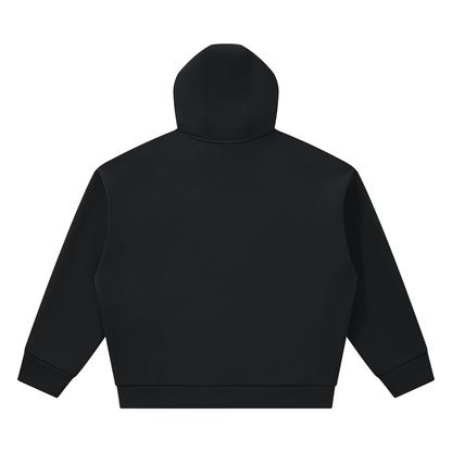 Unisex Heavyweight Fleece Boxy Hoodie in black, alternate angle