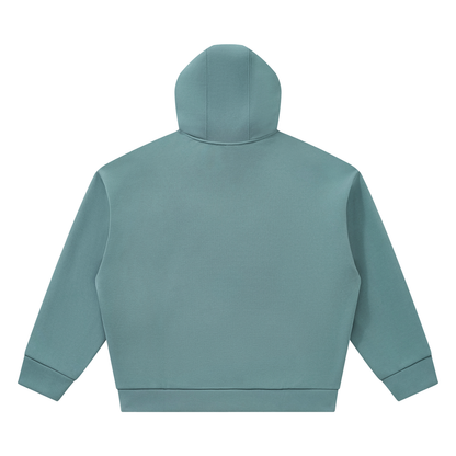 Unisex Heavyweight Fleece Boxy Hoodie in haze blue, alternate angle