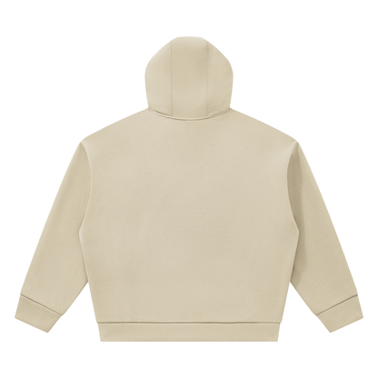 Unisex Heavyweight Fleece Boxy Hoodie in khaki, alternate angle
