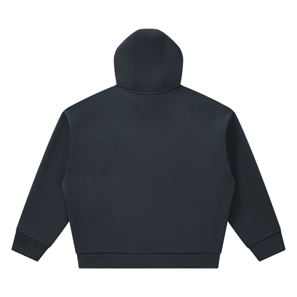 Unisex Heavyweight Fleece Boxy Hoodie in navy blue, alternate angle