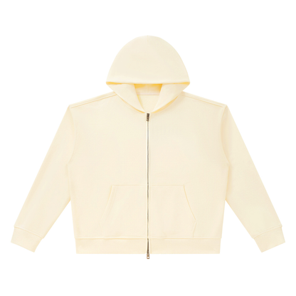 Unisex Heavyweight Full Zip Boxy Hoodie in apricot