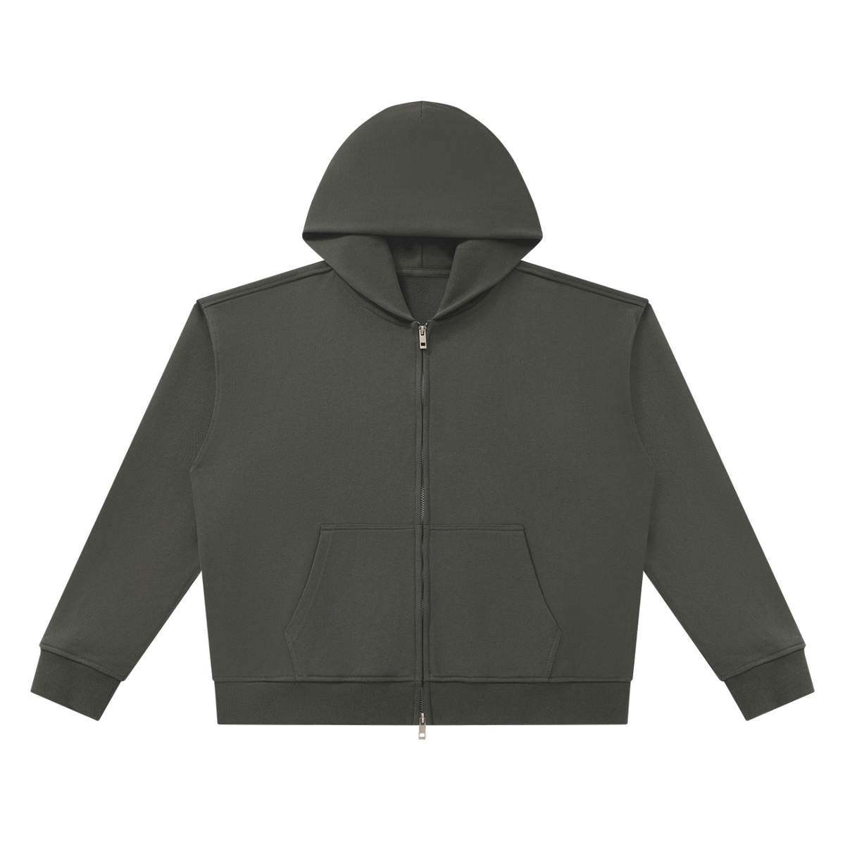 Unisex Heavyweight Full Zip Boxy Hoodie in dark gray