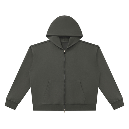 Unisex Heavyweight Full Zip Boxy Hoodie in dark gray