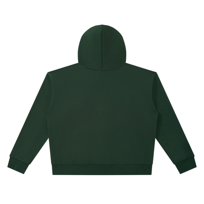 Unisex Heavyweight Full Zip Boxy Hoodie in dark green, alternate angle