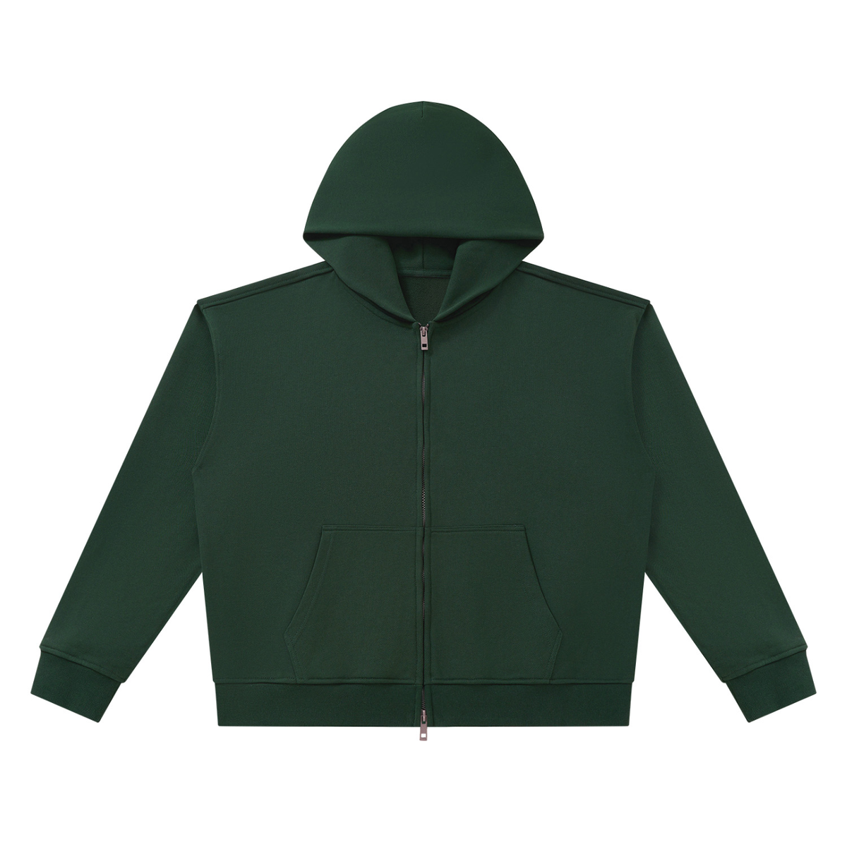 Unisex Heavyweight Full Zip Boxy Hoodie in dark green