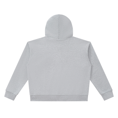 Unisex Heavyweight Full Zip Boxy Hoodie in flower gray, alternate angle