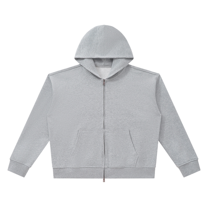 Unisex Heavyweight Full Zip Boxy Hoodie in flower gray
