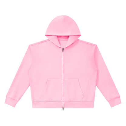 Unisex Heavyweight Full Zip Boxy Hoodie in light pink