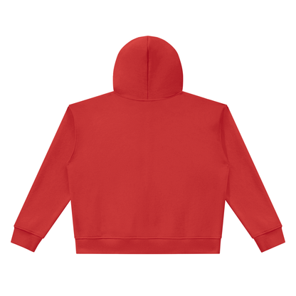 Unisex Heavyweight Full Zip Boxy Hoodie in red, alternate angle