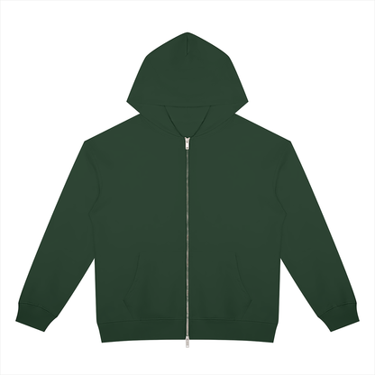 Unisex Heavyweight Full Zip Hoodie in blackish green