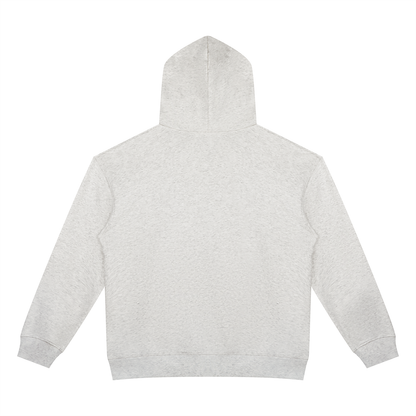 Unisex Heavyweight Full Zip Hoodie in oat gray, alternate angle