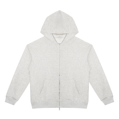 Unisex Heavyweight Full Zip Hoodie in oat gray