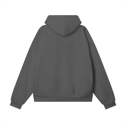 Unisex Heavyweight Hidden Pocket Fleece Hoodie in charcoal, alternate angle