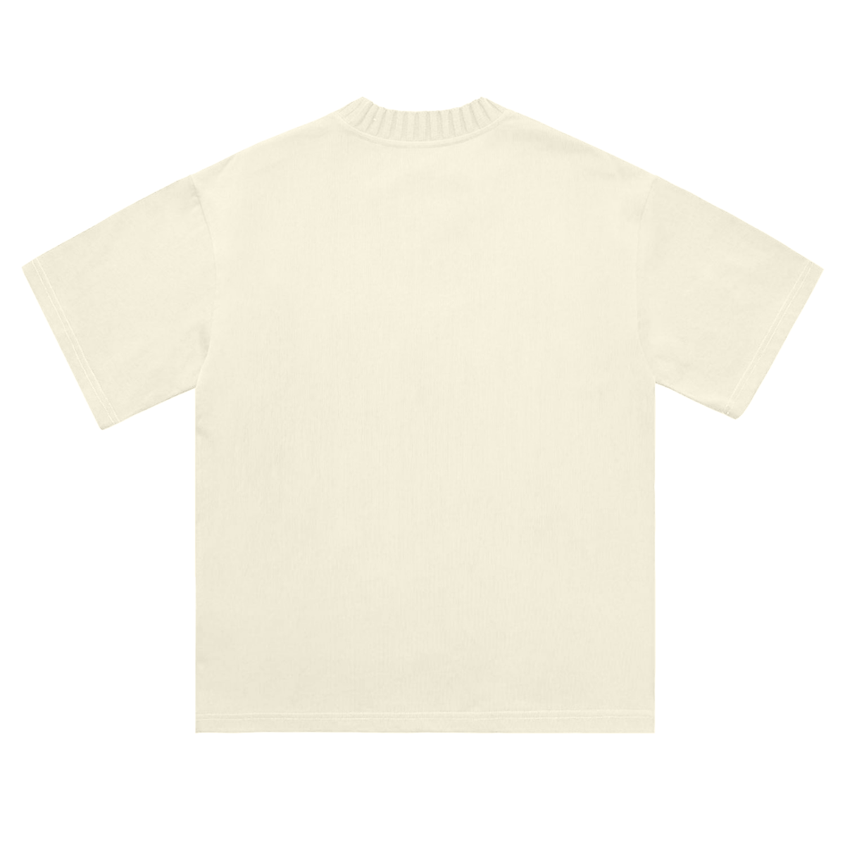 Unisex Heavyweight Knitted Round Neck T-Shirt in apricot, alternate angle