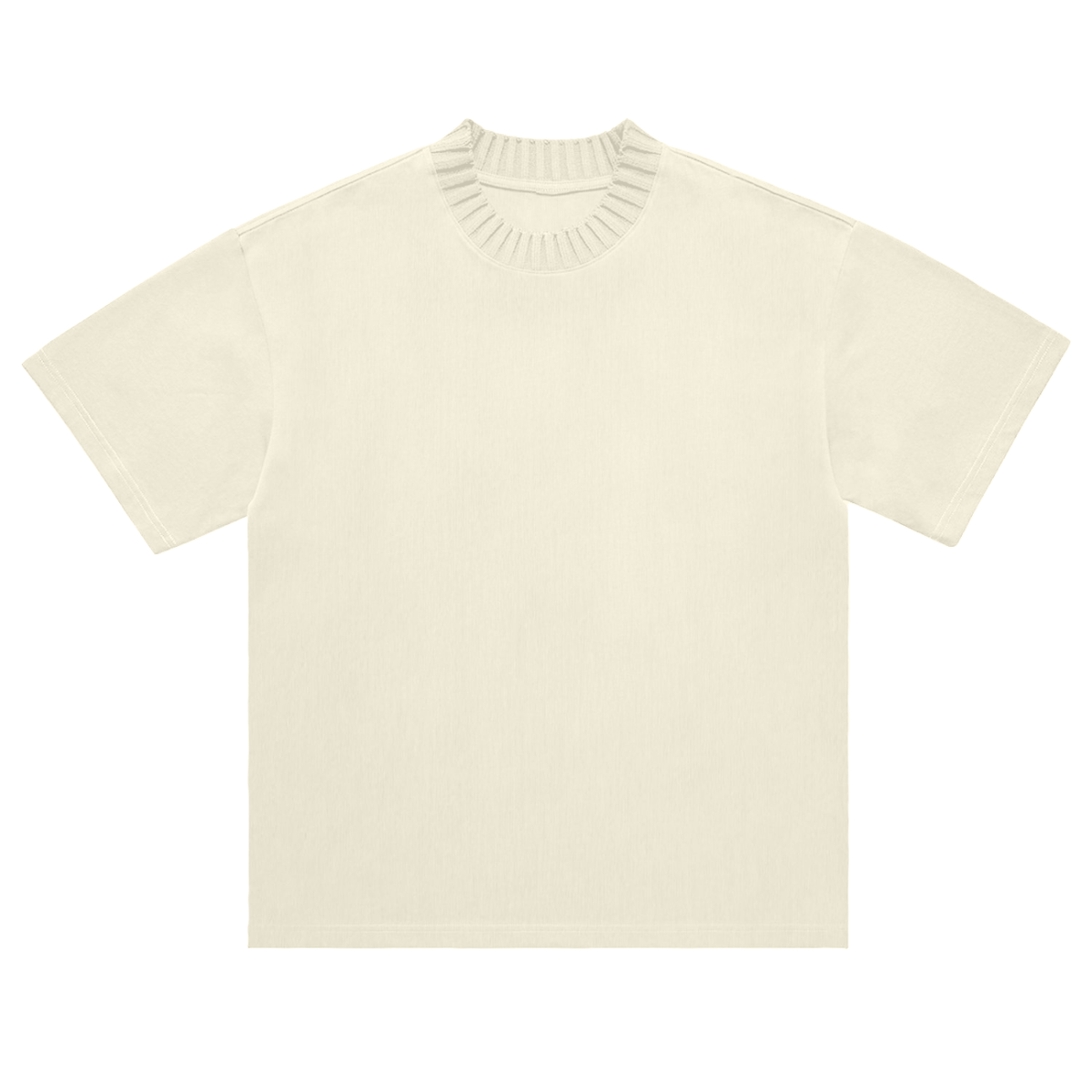 Unisex Heavyweight Knitted Round Neck T-Shirt in apricot