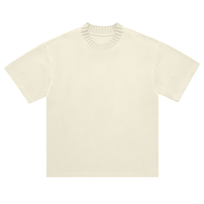 Unisex Heavyweight Knitted Round Neck T-Shirt in apricot