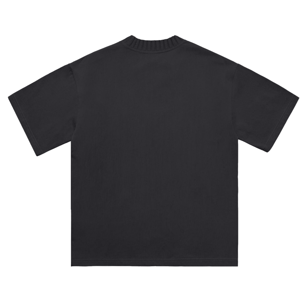Unisex Heavyweight Knitted Round Neck T-Shirt in black, alternate angle