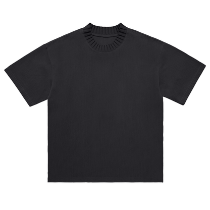 Unisex Heavyweight Knitted Round Neck T-Shirt in black
