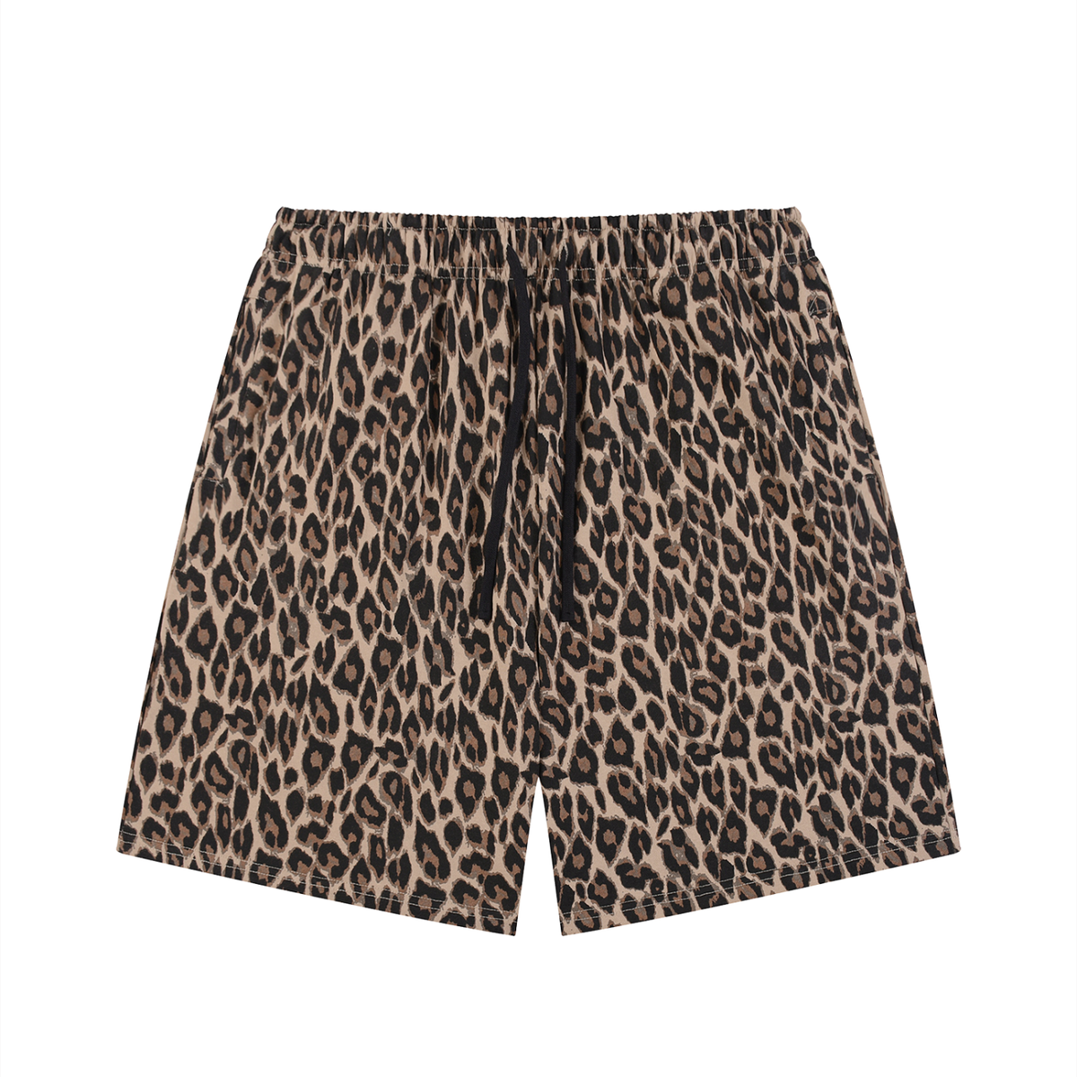 Unisex Heavyweight Leopard Drawstring Shorts in leopard coffee