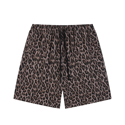 Unisex Heavyweight Leopard Drawstring Shorts in leopard light gray