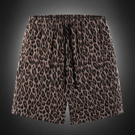Unisex Heavyweight Leopard Drawstring Shorts