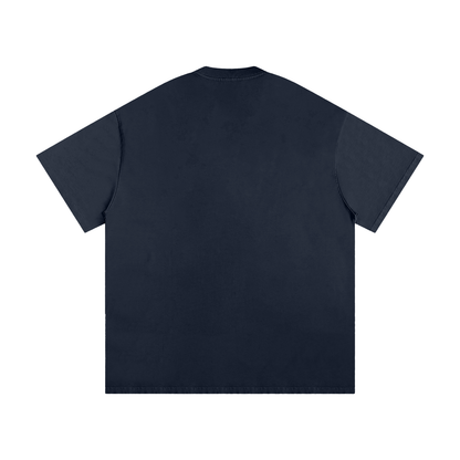Unisex Heavyweight Loose Fit T-Shirt in navy blue, alternate angle