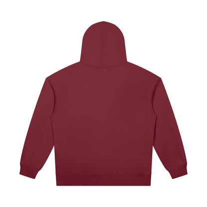 Unisex Heavyweight Pullover Hoodie in wine red, alternate angle
