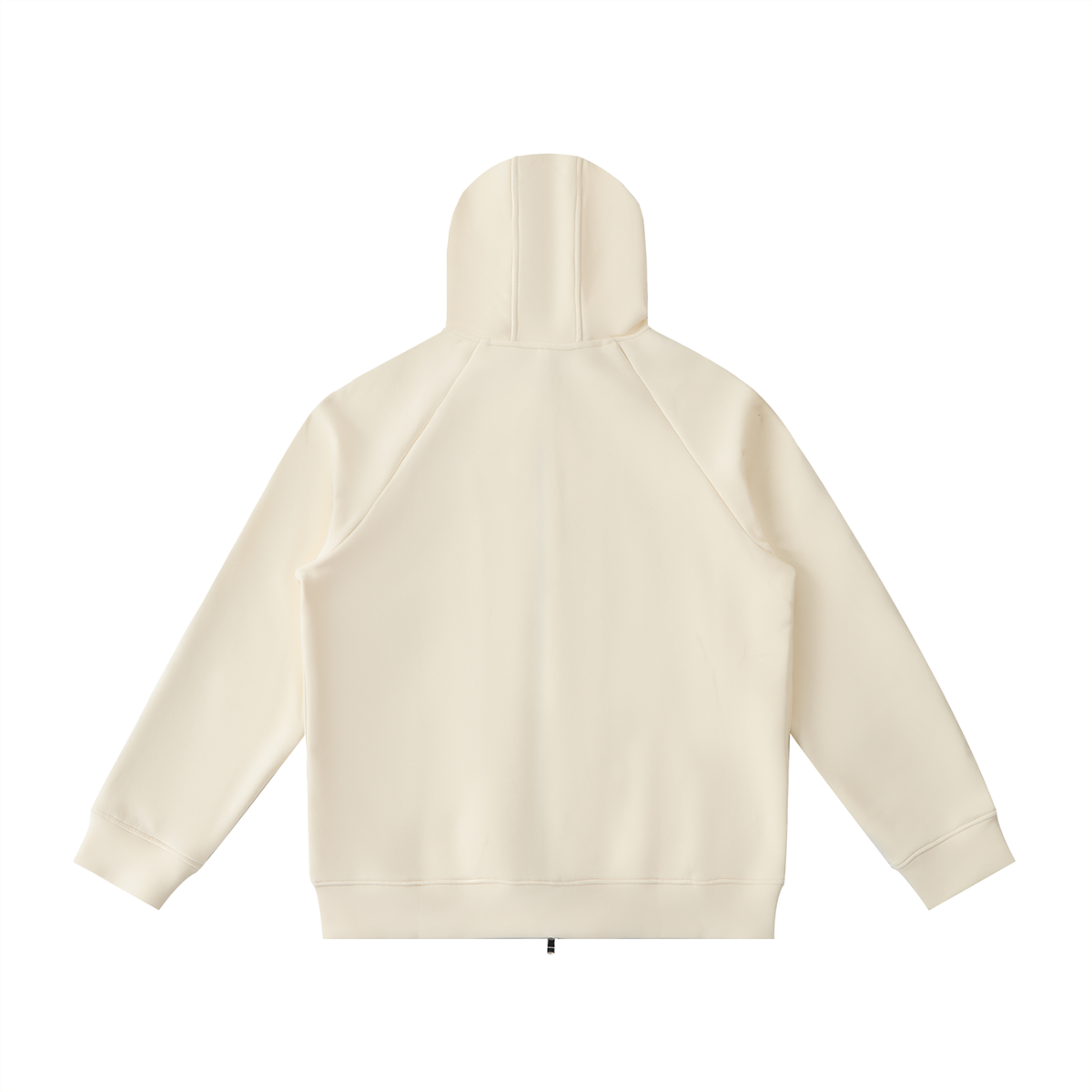 Unisex Heavyweight Raglan Sleeve Zip Hoodie in apricot, alternate angle