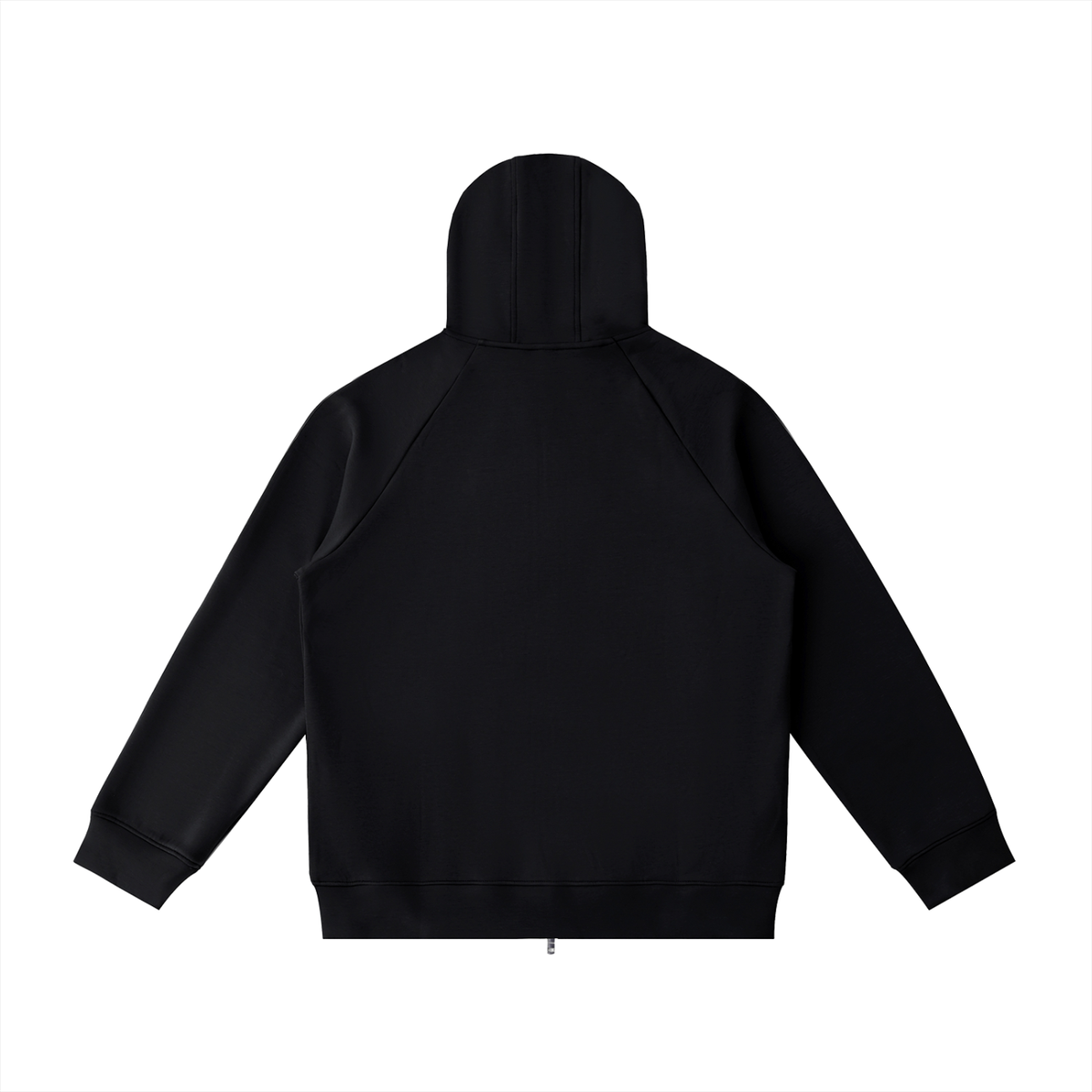 Unisex Heavyweight Raglan Sleeve Zip Hoodie in black, alternate angle