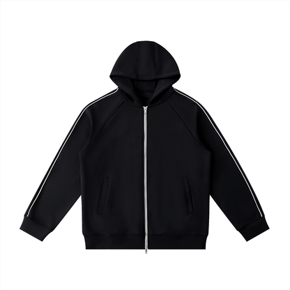 Unisex Heavyweight Raglan Sleeve Zip Hoodie in black