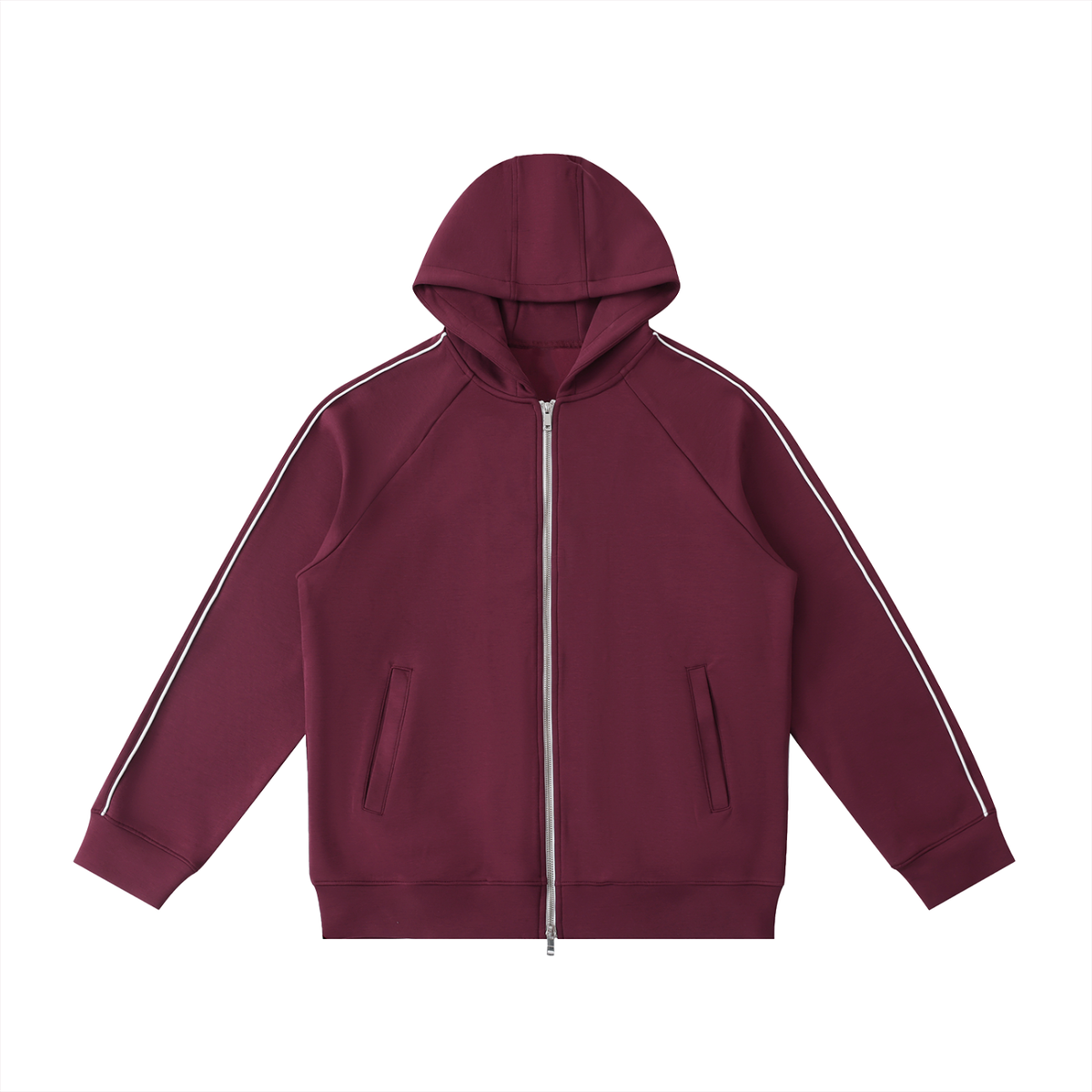 Unisex Heavyweight Raglan Sleeve Zip Hoodie in dull red