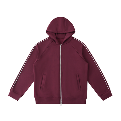 Unisex Heavyweight Raglan Sleeve Zip Hoodie in dull red