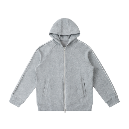 Unisex Heavyweight Raglan Sleeve Zip Hoodie in flower gray