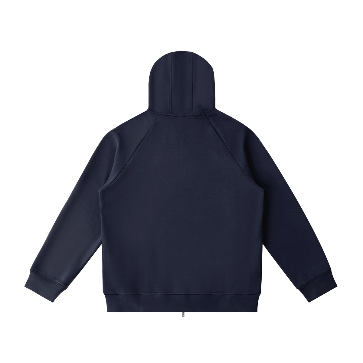 Unisex Heavyweight Raglan Sleeve Zip Hoodie in navy blue, alternate angle