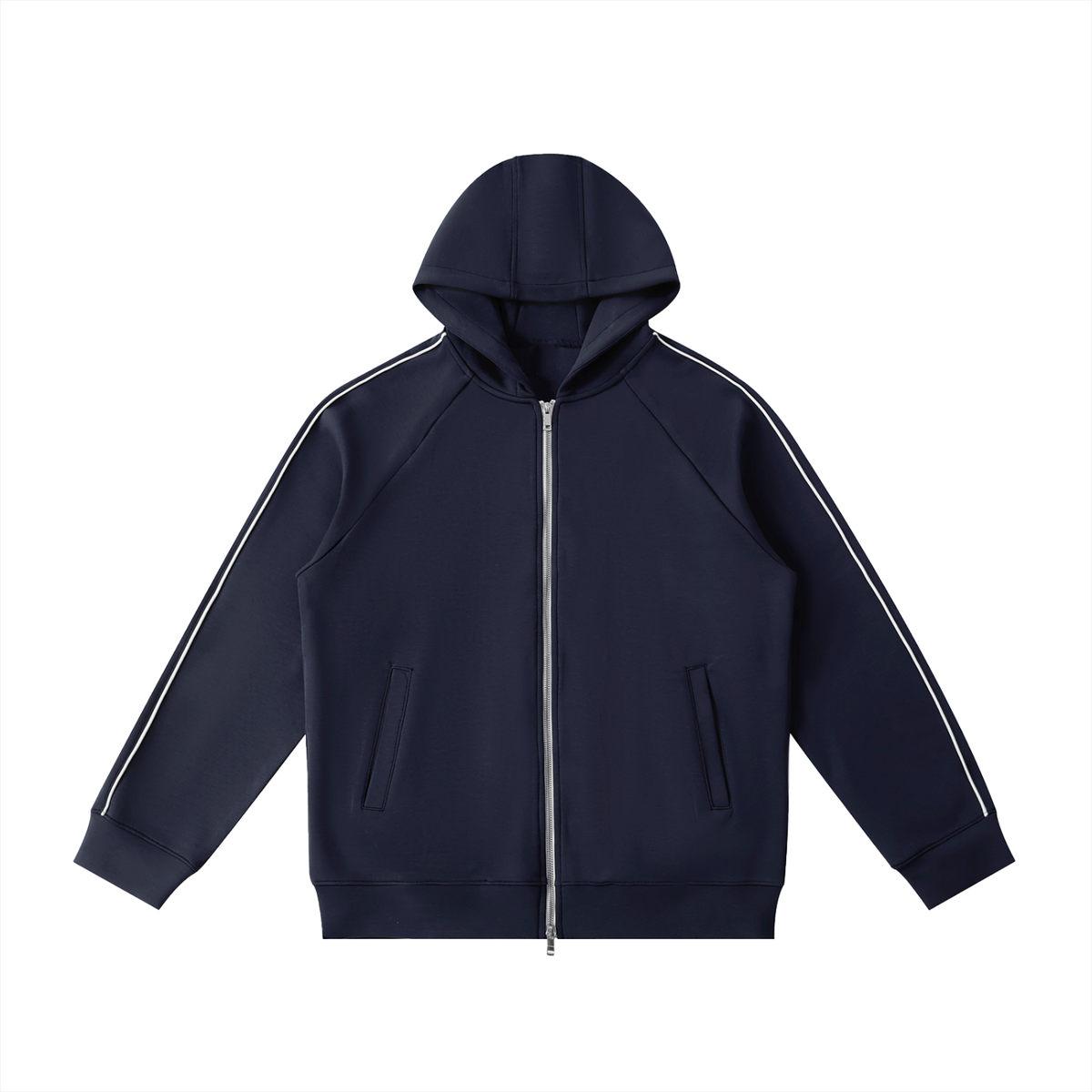 Unisex Heavyweight Raglan Sleeve Zip Hoodie in navy blue