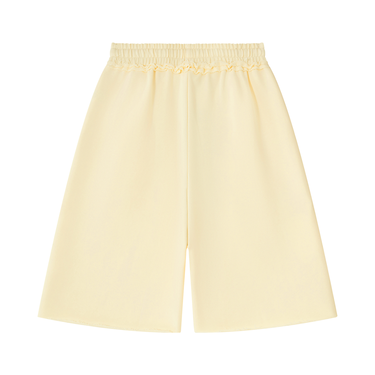 Unisex Heavyweight Raw Edge Shorts in apricot, alternate angle