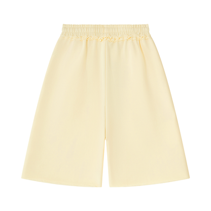 Unisex Heavyweight Raw Edge Shorts in apricot, alternate angle