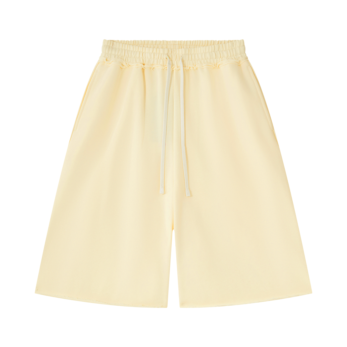 Unisex Heavyweight Raw Edge Shorts in apricot